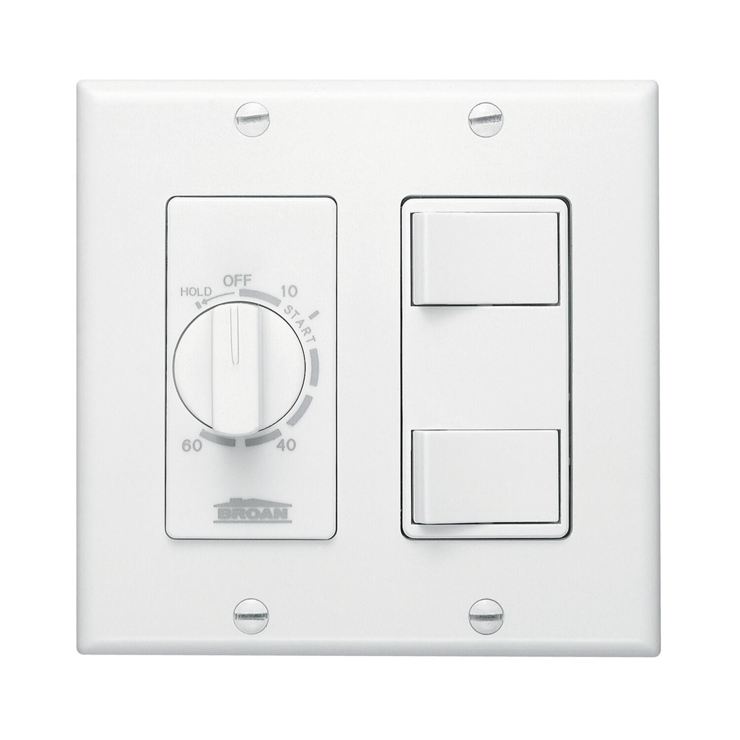 Broan Rocker Switch Broan-NuTone 60-Minute Time Control w/ 2-Rocker Switches, White ...